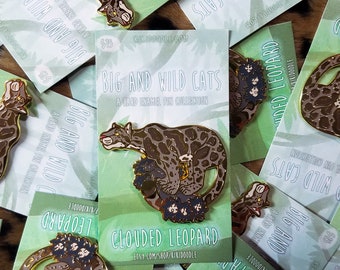 Big and Wild Cats: Clouded Leopard Gold hard Enamel Pin 2"