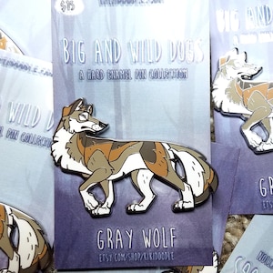 Big and Wild Dogs: Gray Wolf Silver hard Enamel Pin 1.75"