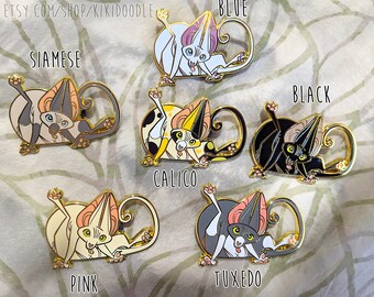 Silly Sphynx: Groomin Hard Enamel Gold Lapel Pin // cat  Butt // hairless naked / cat 6 colors