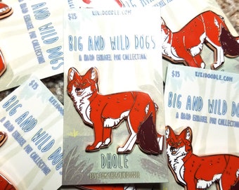 Big and Wild Dogs: Dhole Rose Gold hard Enamel Pin 1.75"