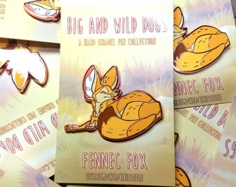 Big and Wild Dogs: Fennec Fox Rose Gold hard Enamel Pin 1.5"