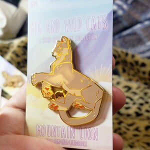 Big and Wild Cats: Mountain Lion Gold hard Enamel Pin 2 image 2