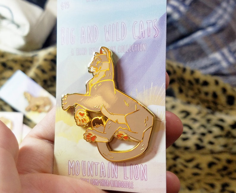 Big and Wild Cats: Mountain Lion Gold hard Enamel Pin 2 image 2