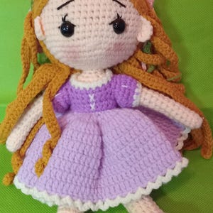 Amigurumi finished doll princess/ 11 inches crocheted doll/ Purple dress amigurumi doll