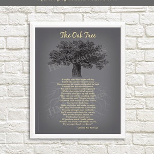 The Oak Tree Poem Printable, Mighty Oak Tree of Life Print, Inspirational Nature Wallart, Strength Poem Poster Decor, Digital Tree DOWNLOAD image 1