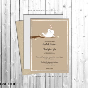 Modèles d'invitation de mariage Love Birds, invitation de mariage kraft imprimable PDF, cartes de mariage rustiques de printemps ou d'été