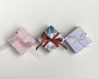 Small Christmas Origami Gift Boxes | Decorative Foiled Paper Treat or Jewelry Box
