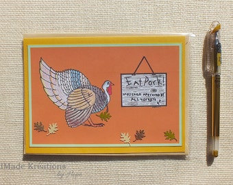 Funny Thanksgiving Card Turkey Approves Pork