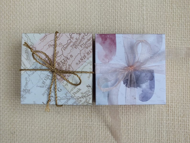 Small Handmade Gift Boxes with Lid, Kraft Heart & Map Paper, Origami Mini Treat Boxes, Decorative Favor Boxes for Easy Wrapping image 2