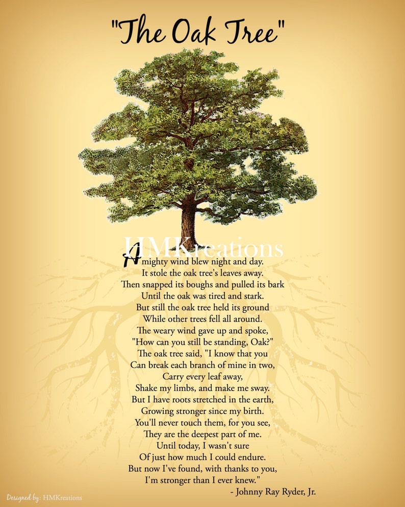 Oak Tree Poem Inspirational Wall Art Nature Wall Art  Etsy