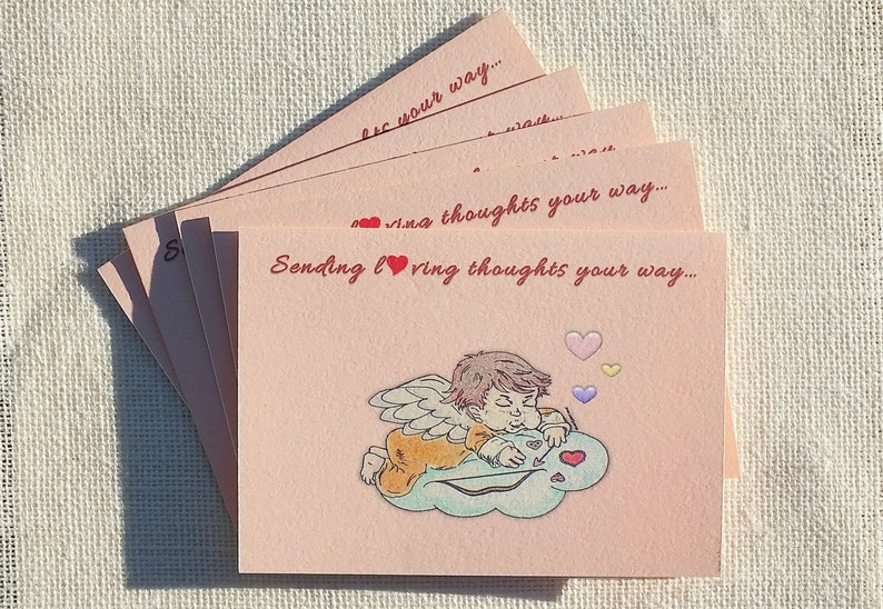 sending loving thoughts valentines cards cute cupid etsy
