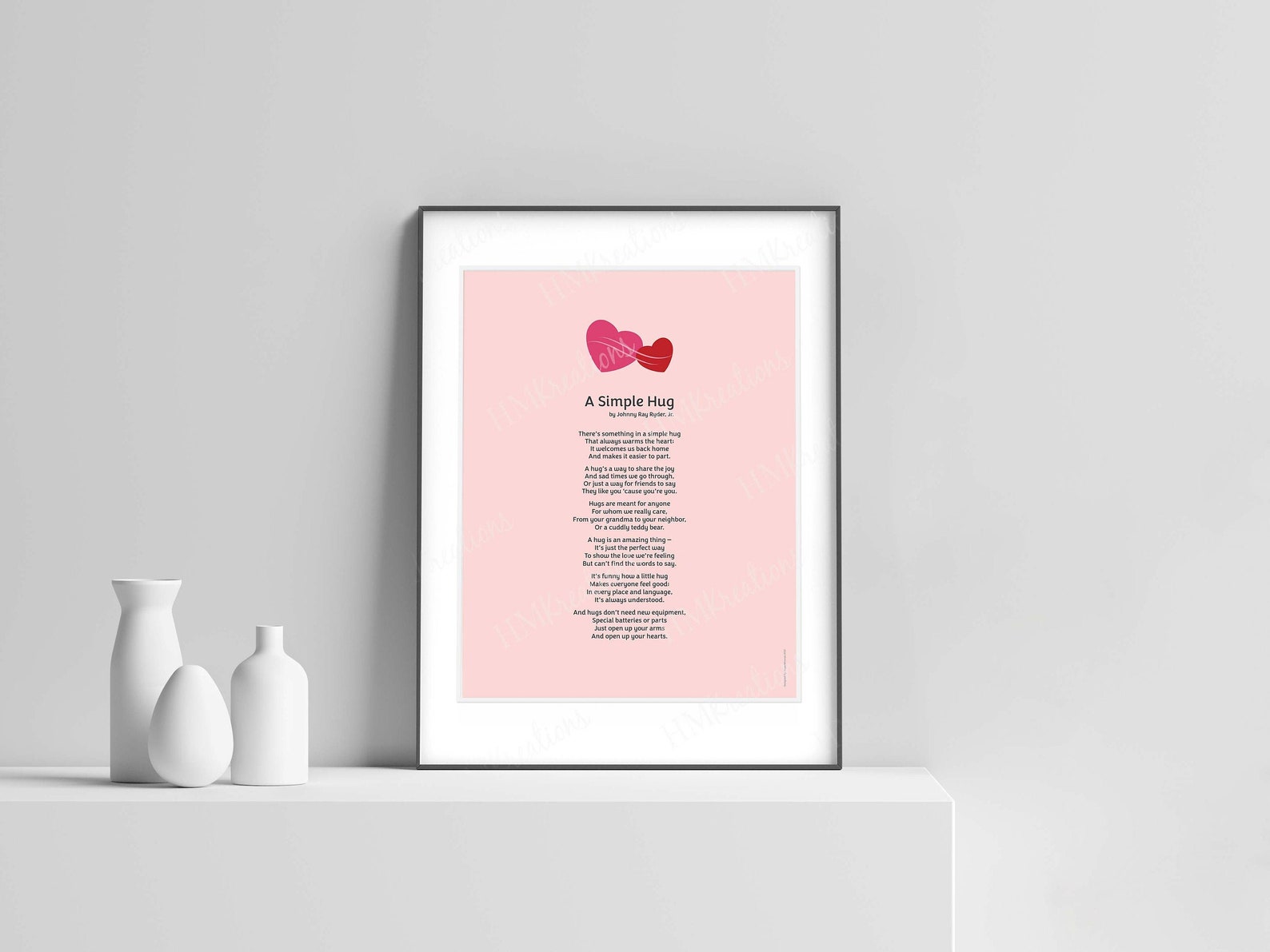 Hug Poem Poster Printable Heart Hug Gift A Simple Hug | Etsy