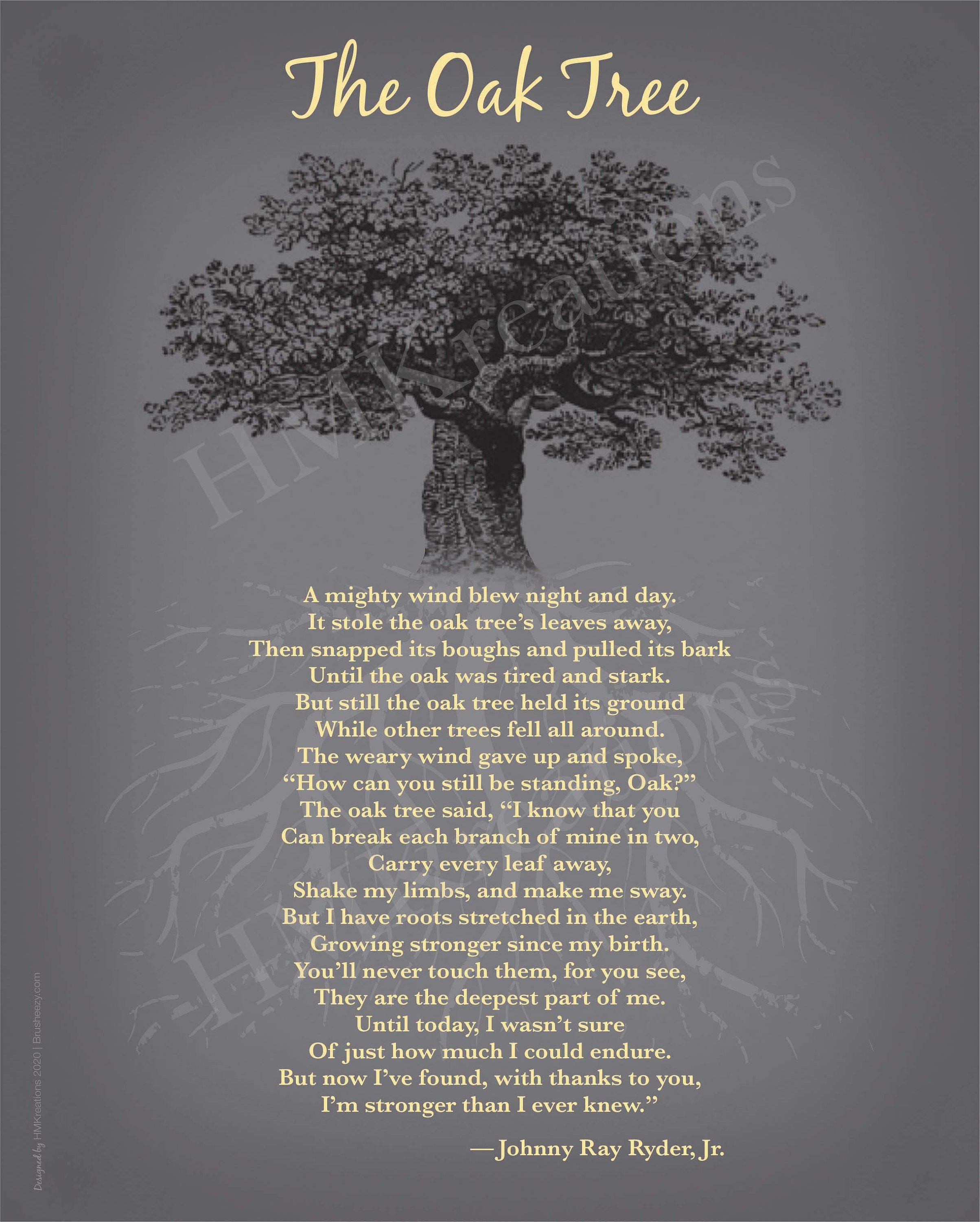 The Oak Tree Poem Nature Wall Art Printable Inspirational  Etsy