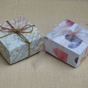 Small Handmade Gift Boxes with Lid, Kraft Heart & Map Paper, Origami Mini Treat Boxes, Decorative Favor Boxes for Easy Wrapping image 3