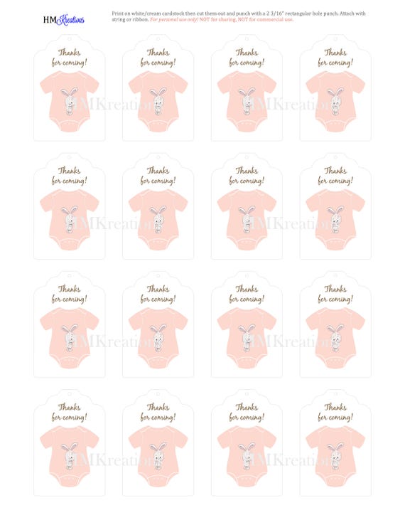 baby shower onesie favor tags