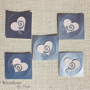 Envelope Heart Sticker Seals, Envelope Wedding Sticker, Round Decorative Handmade Sticker, Pink Foil Love Heart Sticker Seal Set of 5