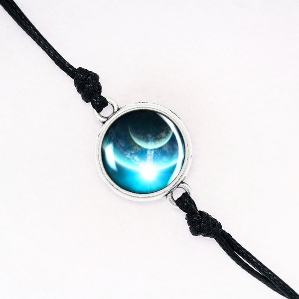 Pulsera cabujón de galaxia, nebulosa, Solar, Indie Grunge, Cabujón de cristal hecho a mano, plata, bronce antiguo, oro KC BCZA01R13K09