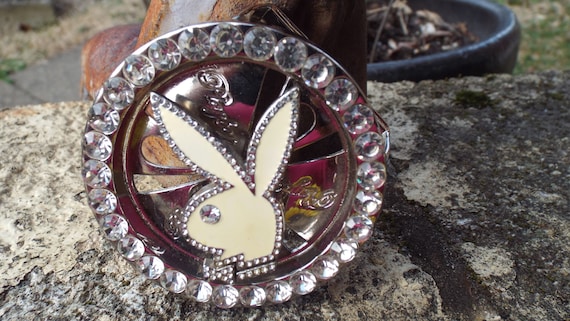 Sexy Rhinestone Studded Playboy Spinner Bunny Belt Buckle  display picture 3