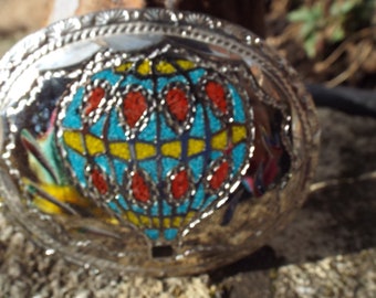 Vintage Turquoise Inlay Hot Air Balloon Belt Buckle Vintage Turquoise Inlay Hot Air Balloon Belt Buckle main image 4