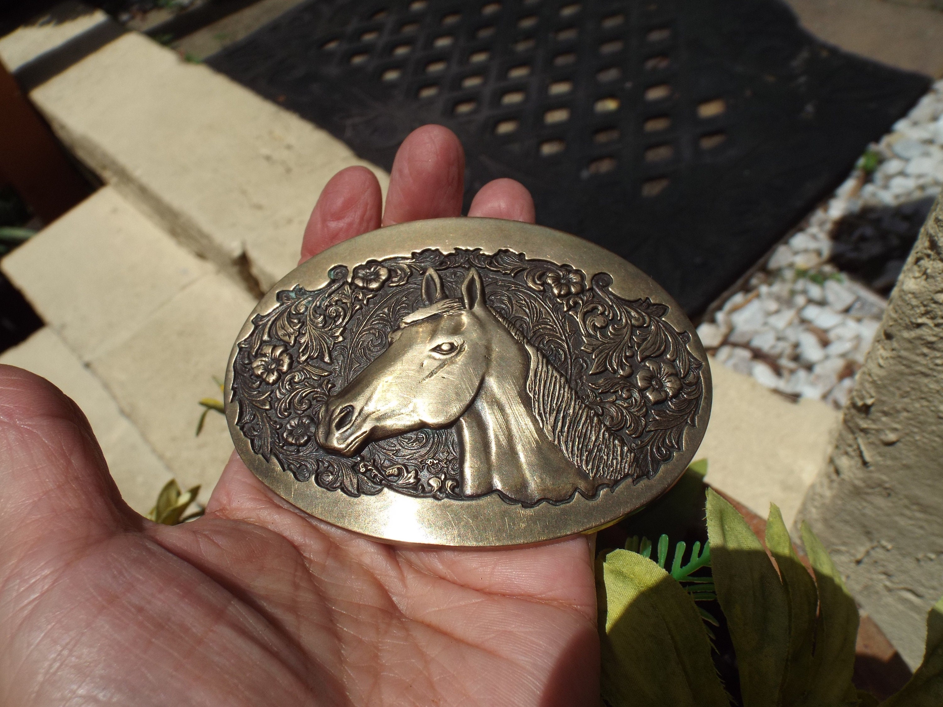 Vintage AWARD DESIGN MEDALS Horse Head Brass Belt Buckle - Etsy