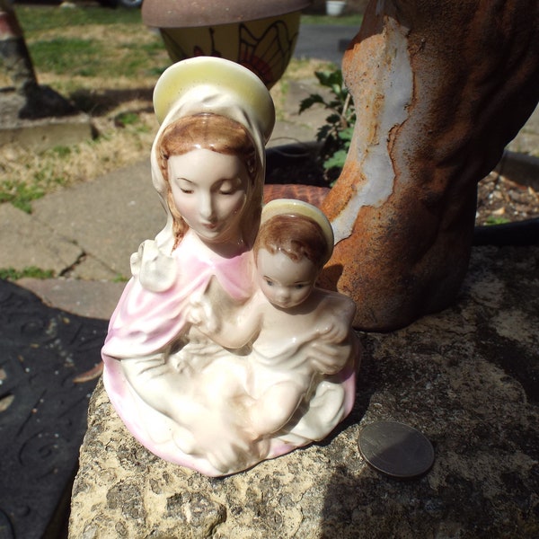 Genuine Vintage Virgin Mary and Baby Jesus Porcelain  Made in Austria