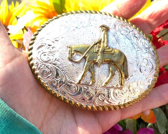 Cowboy Lasso Bull CRUMRINE Silver Plate on Jewelers Bronze  display picture 3