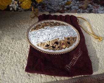 Crumrine Ladies Silver Gold Heavy Silver Plate Belt Buckle Crumrine Heavy Silver Plate Heart Women main image 3