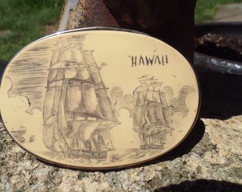 Classic Vintage Tall Ships Hawaii  Boating Nautical Belt Buckle