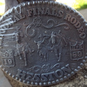 Classic Vintage Hesston 1989 Rodeo NFR National Finals-Rodeo Belt Buckle Limited Edition-Old New Stock