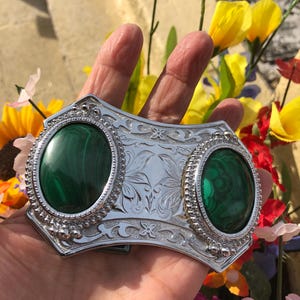 Vintage Outstanding Deep Green Malachite Stone Belt Buckle Green Vintage Belt Buckles for sale | eBay main image 4