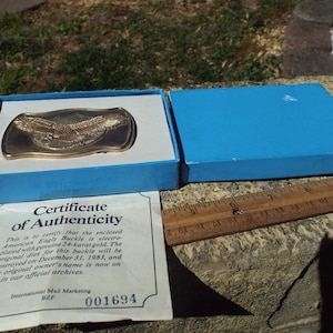 Classic Vintage 1983 American Eagle 24k Gold Electroplated Boxed Belt Buckle with COA
