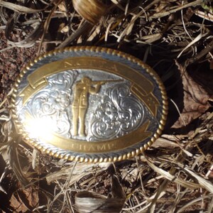 Classic Vintage 1990 CRUMRINE N. C. T. T. A. Skeet Shooting S.L. Champion Trophy Belt Buckle image 2