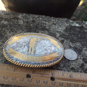 Classic Vintage 1990 CRUMRINE N. C. T. T. A. Skeet Shooting S.L. Champion Trophy Belt Buckle image 5