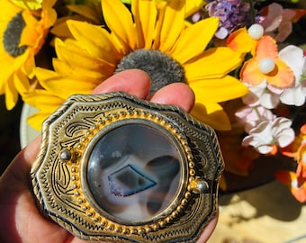 Gorgeous Unique  Western Belt Buckle Mounted with Stone  Detailed- Dark Desert Colors with Unique Geometric Stone Belt Buckle