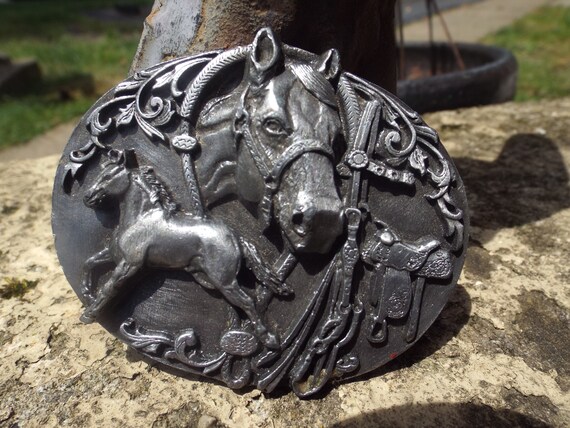 Classic Vintage Siskiyou 1988 Horses Belt Buckle - Etsy