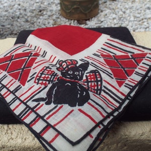 Sweet Vintage Black Scotty Dog Handkerchief