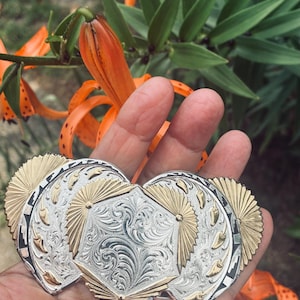 Lot of 2 Womens Orange Agate Gem and Montana Silversmiths German Silver Buckles Montana Silversmiths Belt Buckle Bull Rider German Silver  main image 3
