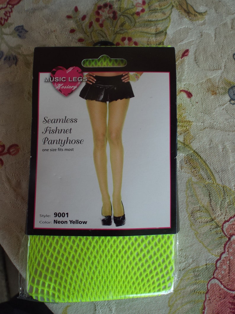 Electric Hot Neon Yellow Fishnet Pantyhose