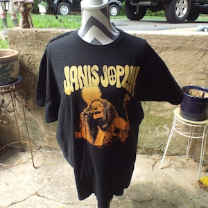 Cool Janis Joplin Live 3X Black T Shirt Men&#39;s Licensed Rock and Roll Music