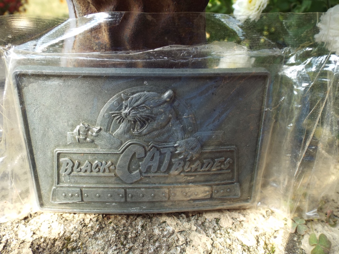 Classic Vintage Black Cat Blades Belt Buckleold New Stock Etsy