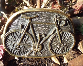 Vintage Brass Old School Bicycle Belt Buckle Solid Brass Road Bicycle Cyclist 1970s Vintage Belt Buckle  main image 4