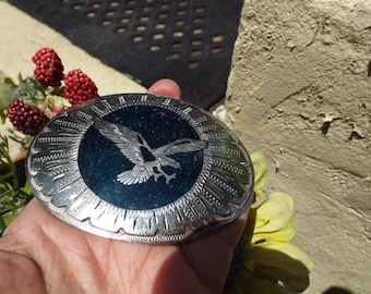 Classic Vintage Johnson and Held Engraved Flying Eagle Belt Buckle