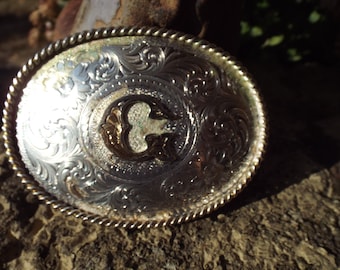 Classic Vintage Montana Silversmiths Belt Buckle With Letter  G