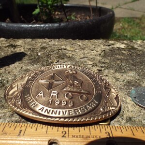 Classic Vintage 1993 Sheep Mountain Pipeline 10TH Anniversary ARCO Badge Belt Buckle image 3