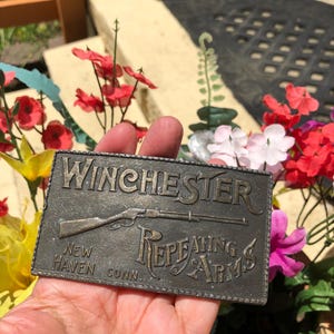 Classic Vintage Winchester Repeating  Arms Belt Buckle  -Solid Brass- Heavy