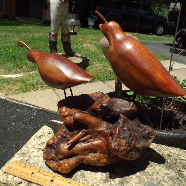 Wood Carved Quail Etsy