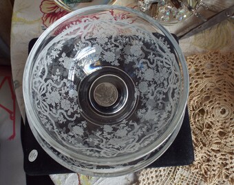 Lovely Fostoria Romance Mayonnaise Bowl and Under Plate-Elegant Glass
