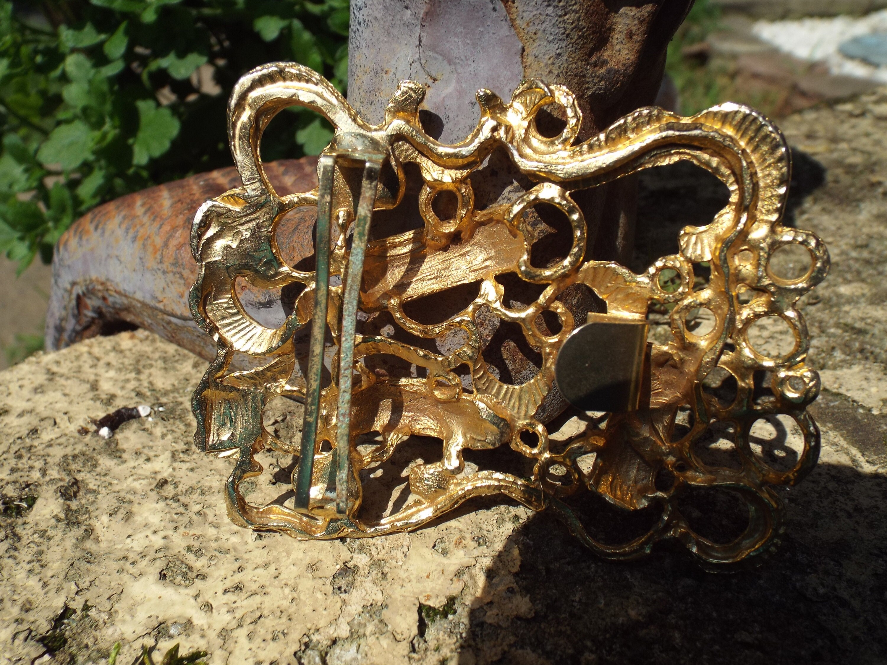 Mimi Di N Elegant Vintage Signed 1999 Elegant Black and Gold Double Cheetah Belt Coach Belt main image 3