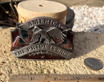 Classic Vintage Siskiyou America The Pride Is Back Enamel Belt Buckle