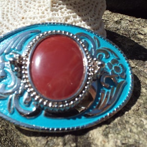 Gorgeous Unique Western Belt Buckle Mounted with Stone Cabochon Detailed